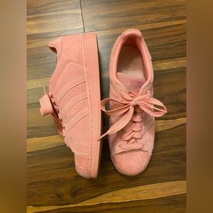 All pink Adidas superstar shoes